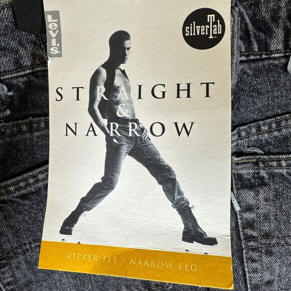 Levi's Vintage 1993 Silvertab Straight Narrow Grey Jeans 32x34 Deadstock NEW - Picture 4 of 10